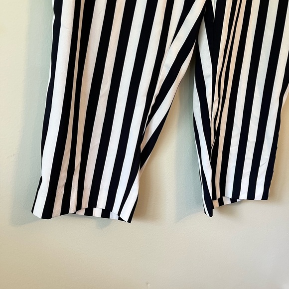 Worthington black and white vertical stripe pull on tie waist pants 10 petite - Picture 4 of 7